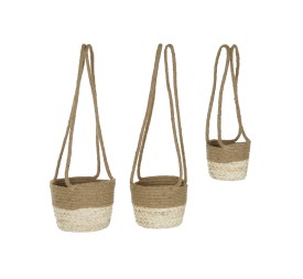 MACETERO SET 3 MAIZ TRENZADO YUTE 26X26X70 NATURAL