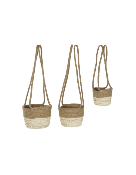 MACETERO SET 3 MAIZ TRENZADO YUTE 26X26X70 NATURAL