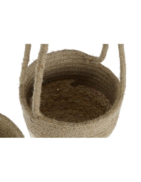 MACETERO SET 3 MAIZ TRENZADO YUTE 26X26X70 NATURAL