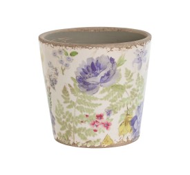 MACETERO GRES 14X14X14 FLORES MULTICOLOR