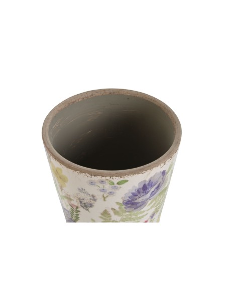 MACETERO GRES 14X14X14 FLORES MULTICOLOR