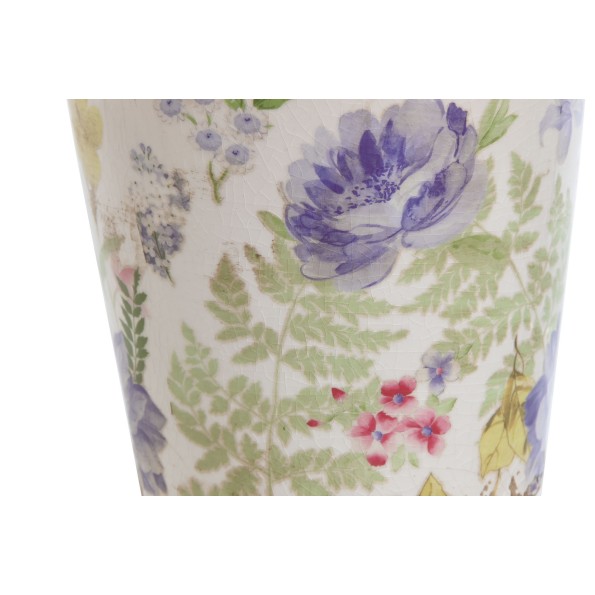 MACETERO GRES 14X14X14 FLORES MULTICOLOR