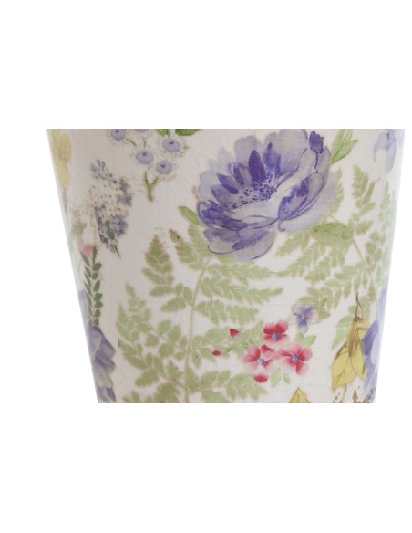 MACETERO GRES 14X14X14 FLORES MULTICOLOR