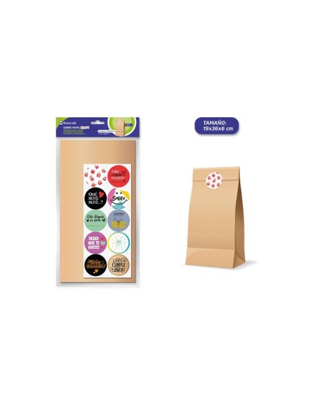 SOBRE PAPEL KRAFT 10 UND + ADHESIVOS 19X6X36CM