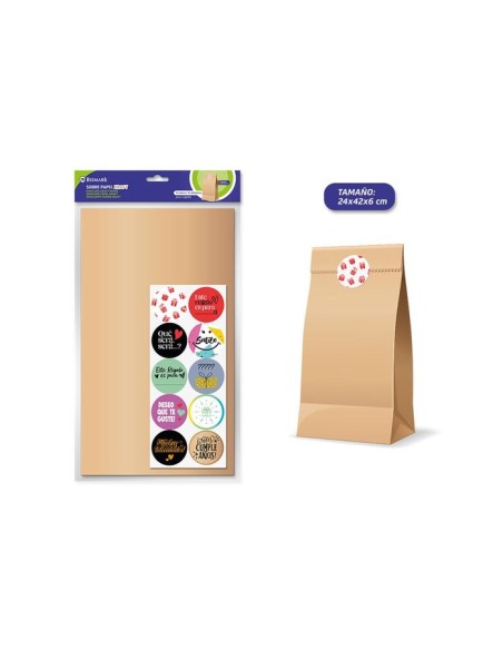 SOBRE PAPEL KRAFT 10 UND + ADHESIVOS 24X6X42CM