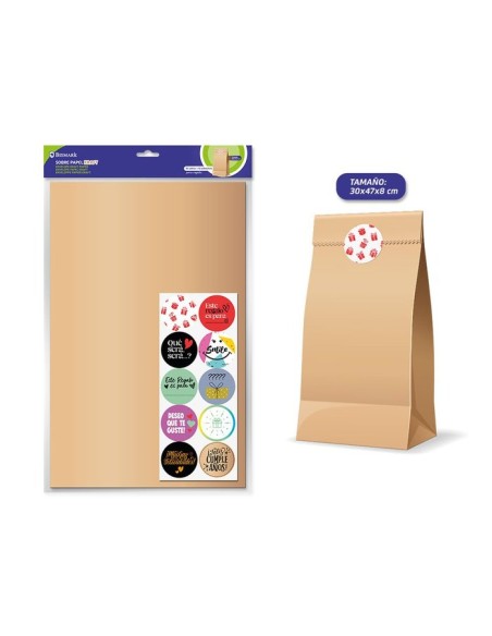 SOBRE PAPEL KRAFT 10 UND + ADHESIVOS 30X8X47CM