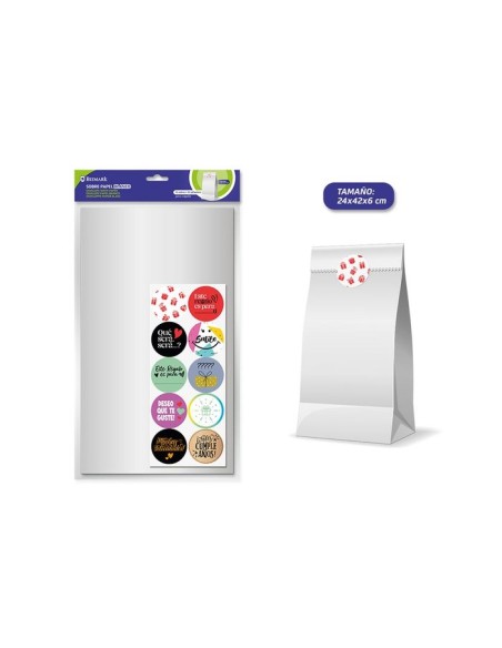 SOBRE PAPEL BLANCO 10 UND + ADHESIVOS 24X6X42CM