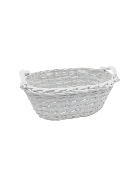 CESTA MIMBRE OVALADA BLANCA 2/M 32X18H13