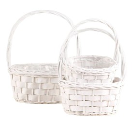 SET 3 CESTAS MIMBRE BLANCO  P.23X16H13/33 GR.33X25H16/40