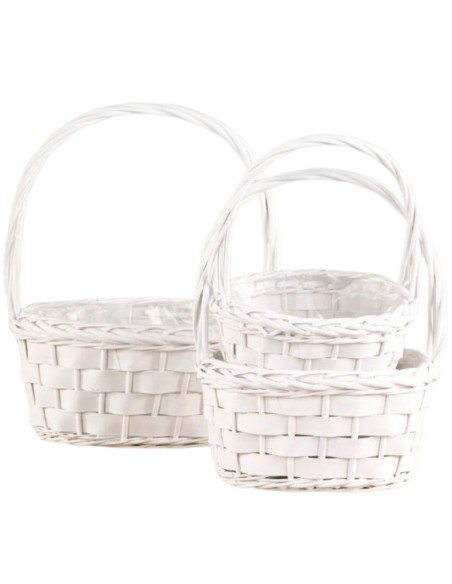 SET 3 CESTAS MIMBRE BLANCO  P.23X16H13/33 GR.33X25H16/40