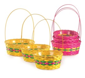 SET 3 CESTAS MIMBRE MULTICOLOR 2 SURT  P.D.21 H10/34 GR.D.26 H11/37