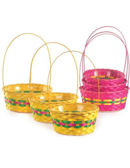 SET 3 CESTAS MIMBRE MULTICOLOR 2 SURT  P.D.21 H10/34 GR.D.26 H11/37