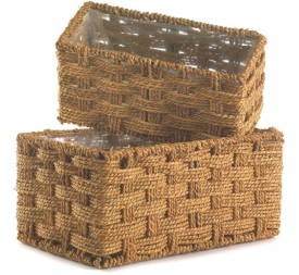 SET 2 MACETEROS RECTANGULAR FIBRA NATURAL P25X12 H12-30X18 H13,5