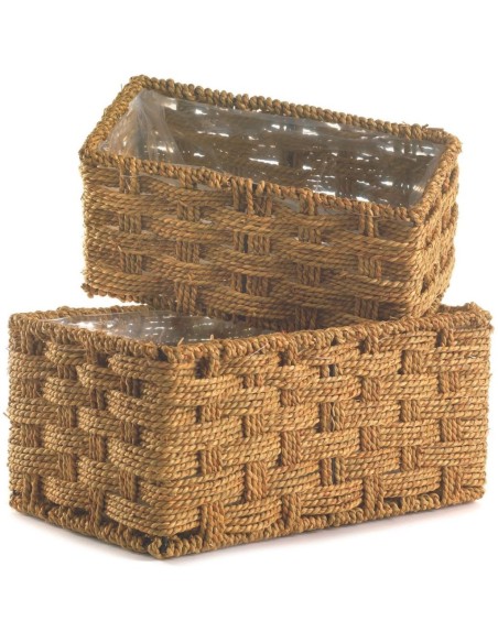 SET 2 MACETEROS RECTANGULAR FIBRA NATURAL P25X12 H12-30X18 H13,5