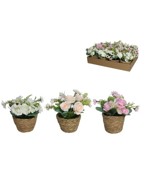 MACETA ALGAS CON ROSAS-MARGARITAS 17 CM