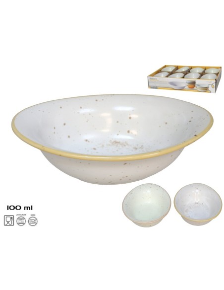 SALSERA APERITIVO GRES OVAL. BORDE CREMA 100ML 2 S