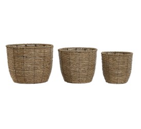 MACETERO SET 3 FIBRA 31X31X24 NATURAL MARRON