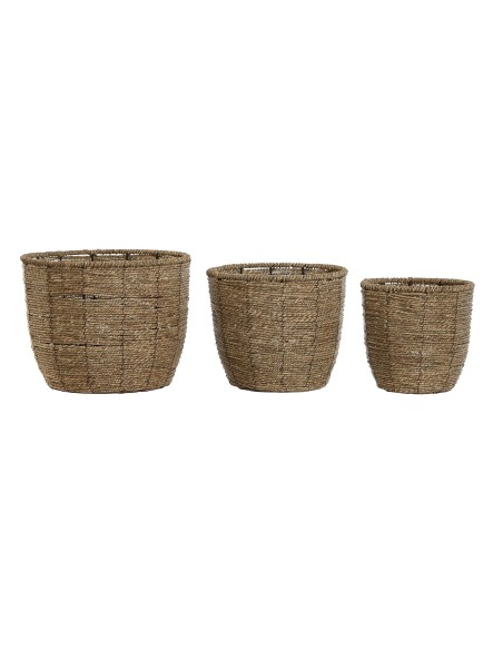MACETERO SET 3 FIBRA 31X31X24 NATURAL MARRON
