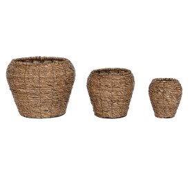 MACETERO SET 3 FIBRA METAL 41X41X32 NATURAL MARRON