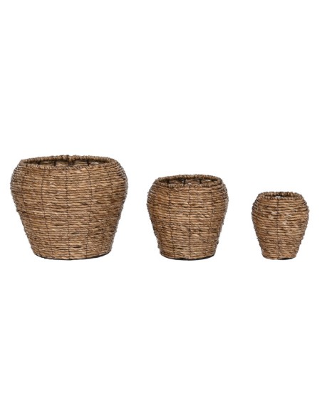 MACETERO SET 3 FIBRA METAL 41X41X32 NATURAL MARRON