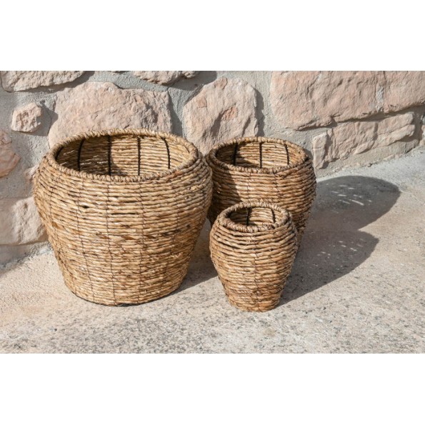 MACETERO SET 3 FIBRA METAL 41X41X32 NATURAL MARRON