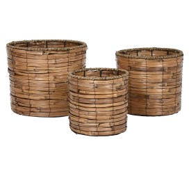 MACETERO SET 3 RATAN METAL 31X31X27 NATURAL MARRON