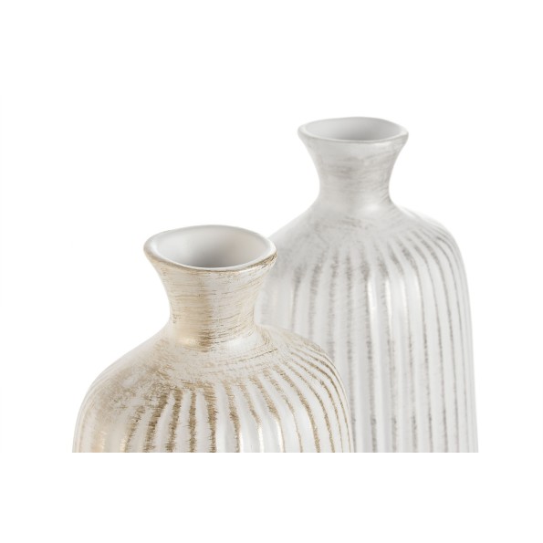 JARRON GRES 16X16X38 2 SURTIDO PLATA/DORADO