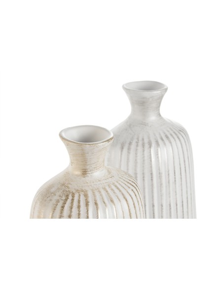 JARRON GRES 16X16X38 2 SURTIDO PLATA/DORADO