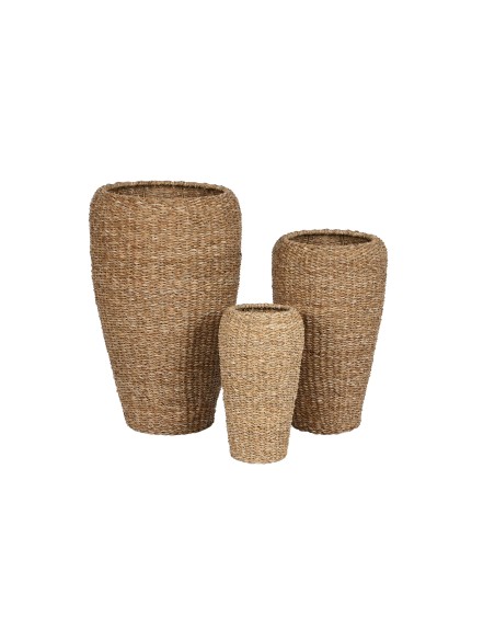 MACETERO SET 3 SEAGRASS METAL 43X43X70 NATURAL MACETERO SET 3 SEAGRASS METAL 43X43X70 NATURAL