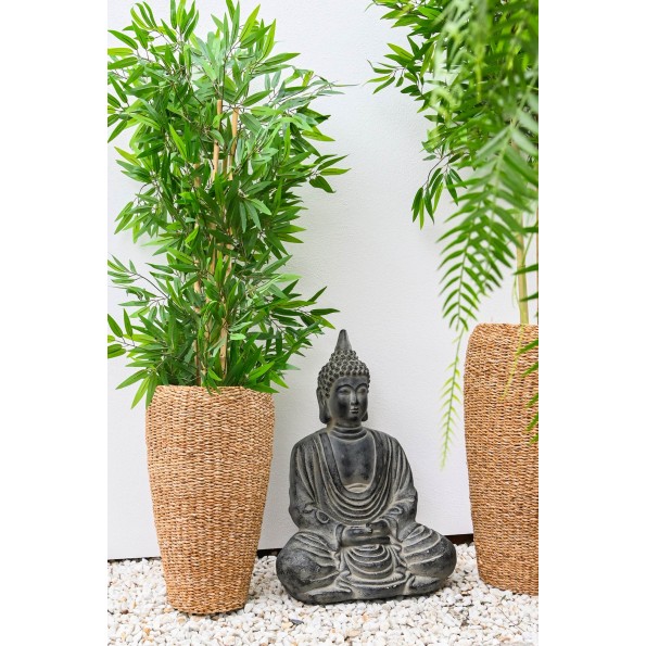 MACETERO SET 3 SEAGRASS METAL 43X43X70 NATURAL