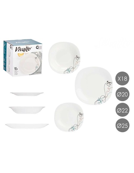 VAJILLA 18PZS CUADRADA ABSTRACTO OPAL