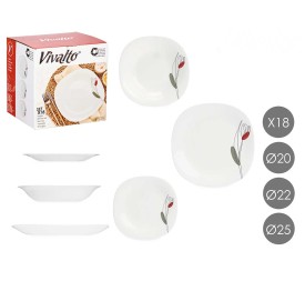 VAJILLA 18PZS CUADRADA TULIPAN OPAL