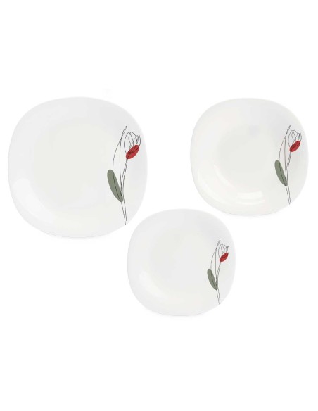 VAJILLA 18PZS CUADRADA TULIPAN OPAL