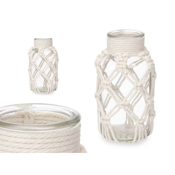 JARRON MACRAME BLANCO PEQ 9 x 9 x 17 cm