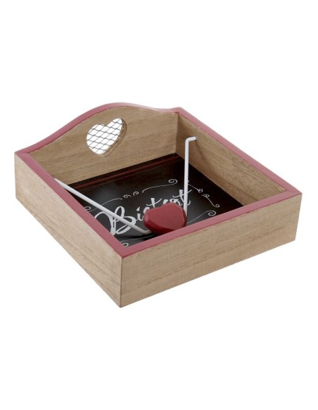 SERVILLETERO MDF METAL 18,5X18,5X7,5 NATURAL