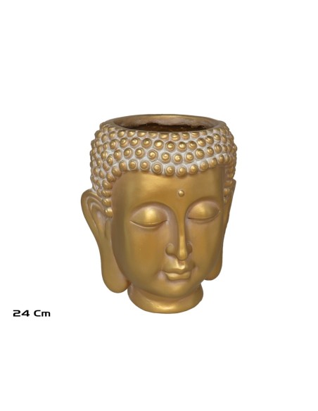 MACETERO CABEZA BUDA DORADO 22X22X24CM