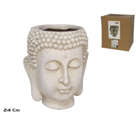 MACETERO CABEZA BUDA GRIS 22X22X24CM