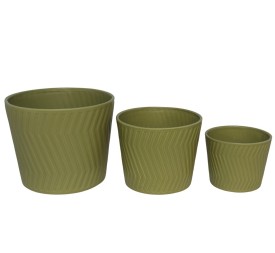 SET 3 MACETEROS DOLOMITA HUELLA VERDE 25X25X20CM
