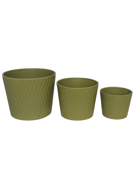 SET 3 MACETEROS DOLOMITA HUELLA VERDE 25X25X20CM