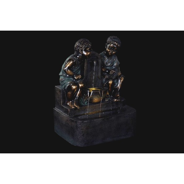 FUENTE RESINA 47X35X63 NIÑOS ENVEJECIDO BRONCE