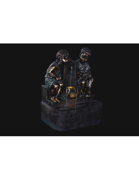 FUENTE RESINA 47X35X63 NIÑOS ENVEJECIDO BRONCE