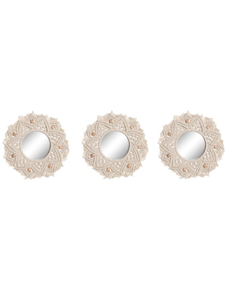 ESPEJO SET 3 MACRAME BOLAS CRISTAL 20X1X20 BLANCO (ES-212330)