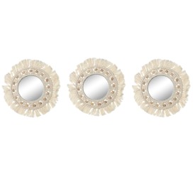 ESPEJO  3 MACRAME FLECOS CRISTAL 20X1X20 BLANCO (ES-212332)