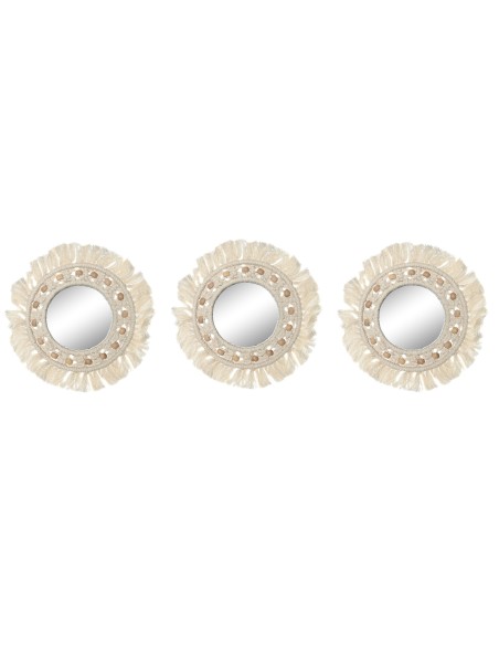 ESPEJO  3 MACRAME FLECOS CRISTAL 20X1X20 BLANCO (ES-212332)