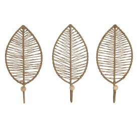 PERCHERO PARED SET 3 YUTE METAL 12X4X26 HOJA (PP-212334)