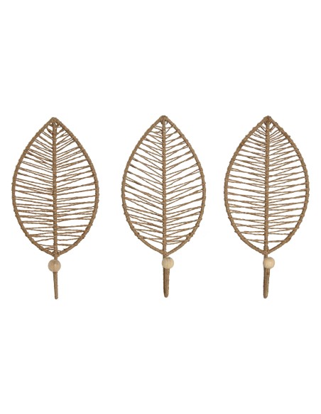 PERCHERO PARED SET 3 YUTE METAL 12X4X26 HOJA (PP-212334)