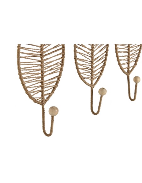 PERCHERO PARED SET 3 YUTE METAL 12X4X26 HOJA (PP-212334)