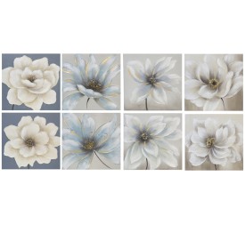 CUADRO 8 SURTIDOS FLOR BLANCA 100% 50X50X3 CM
