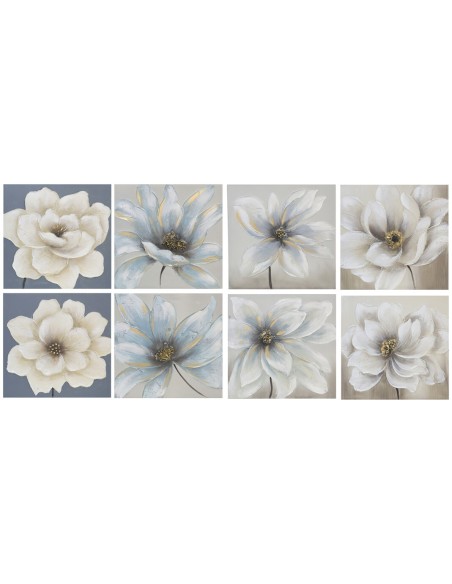 CUADRO 8 SURTIDOS FLOR BLANCA 100% 50X50X3 CM