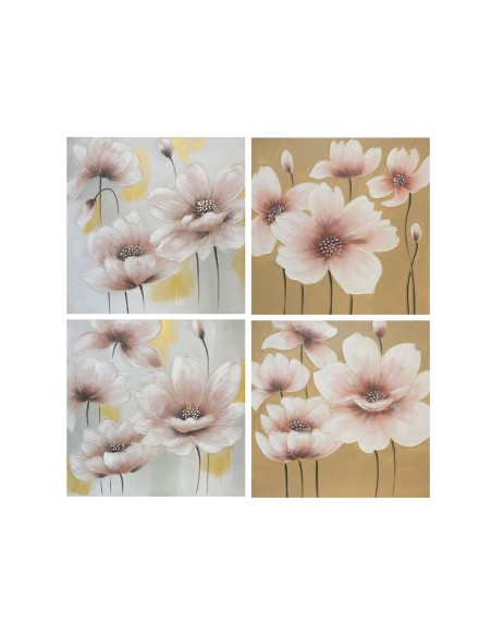 CUADRO 4 SURTIDOS FLORES 100% 80X80X3 CM